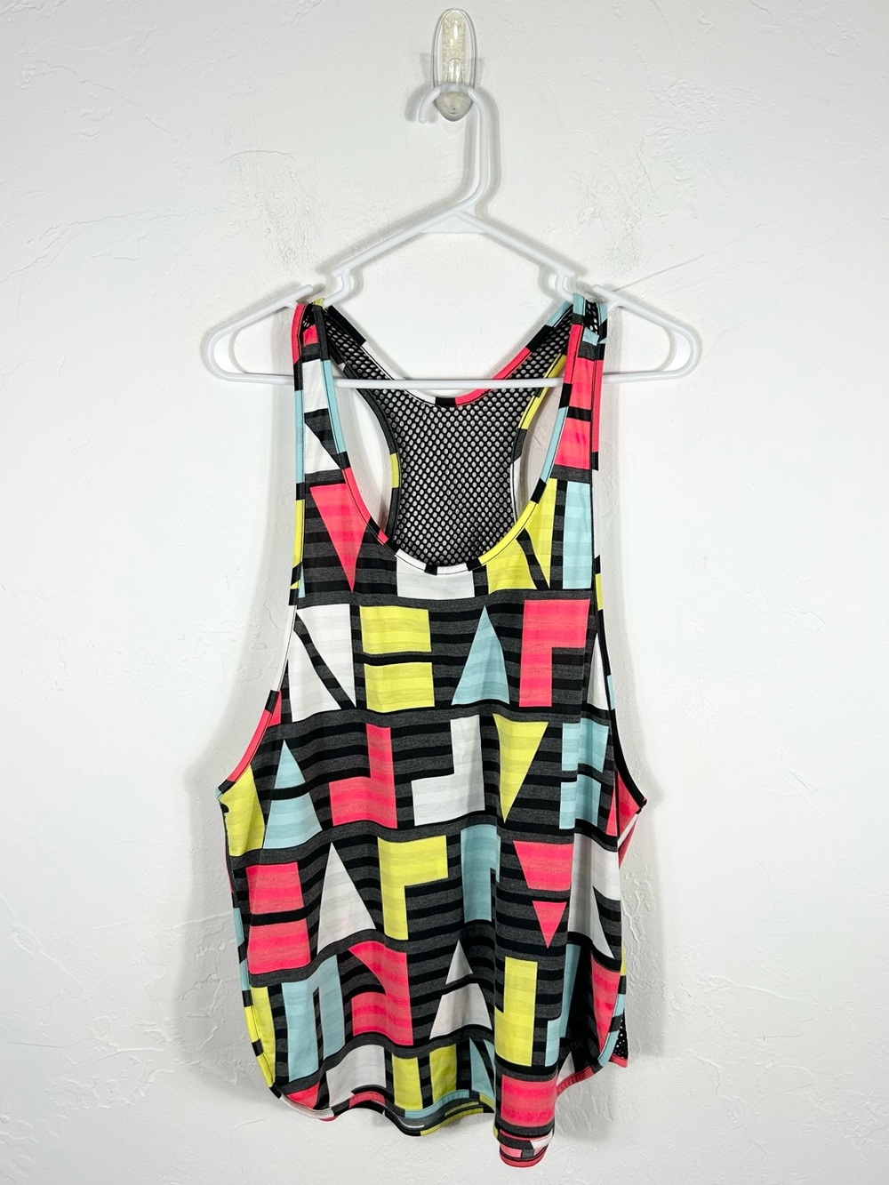 Brooks Running Limited Edition Revel Geometric Mesh Racerback Tank Top Neon